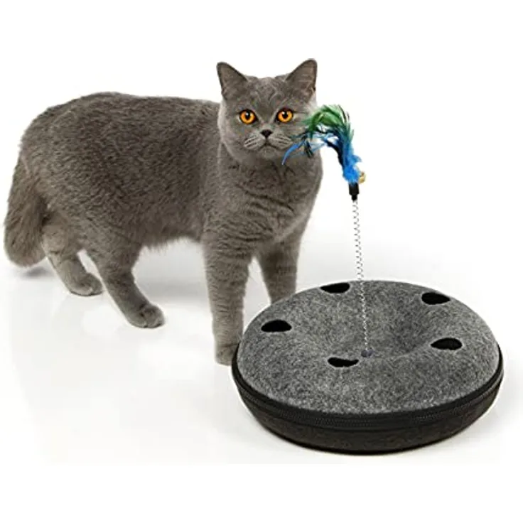 CanadianCat Company Katzenspielzeug Sputnik, interaktives Futterspielzeug für Katzen, fördert Sinne, 30 x 30 x 40 cm, hochwertige Verarbeitung aus Filz