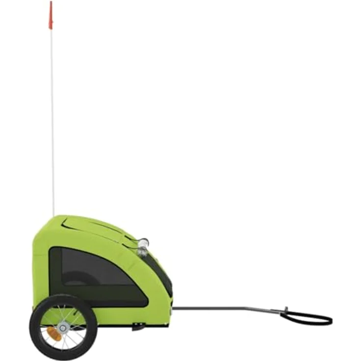 vidaXL Hunde-Transportbox Fahrradanhänger für Hunde Grün Oxford-Gewebe und Eisen, Robuster Rahmen und Komfortables Design – Bild 8