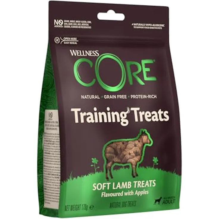 Wellness CORE Training Treats Lamm & Apfel, 170 g, getreidefreie Hundeleckerli mit hohem Fleischanteil, ohne Zuckerzusatz, ideal fürs Training
