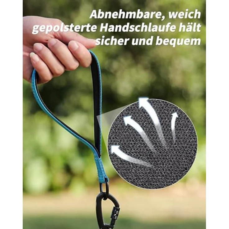 Joytale Schleppleine für Große Hunde, Reflektierende Hundeleine in Blau, 5m-20m lang mit gepolstertem Griff und abschließbarem Karabiner – Bild 4