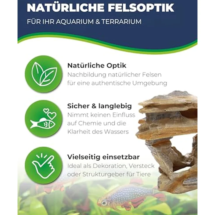 HOBBY Aquariendeko Amman Rock 2, Naturnahe Felsen in 30x17x11 cm, langlebig und wasserneutral – Bild 2