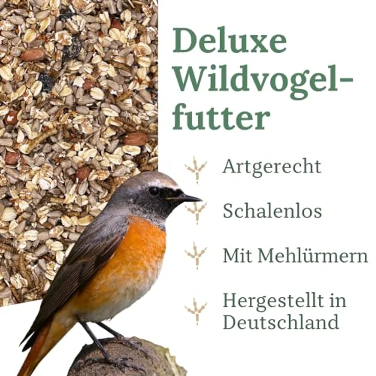 Orni Wildvogelfutter mit Mehlwürmern Deluxe, nährstoffreiche Mischung für Amseln, Meisen und Rotkehlchen, 5kg – Bild 2