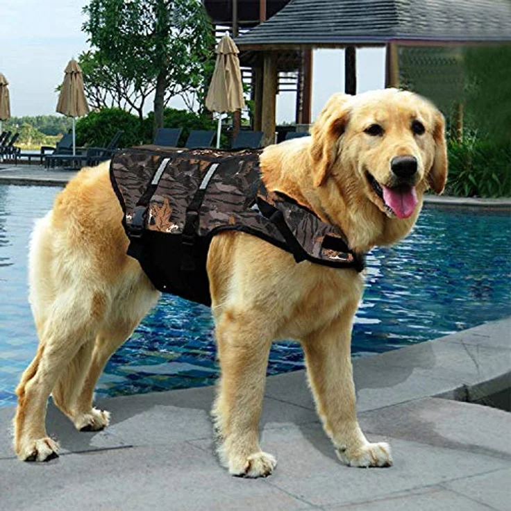 Izefia Hund Schwimmweste Sicherheitsmantel mit Griff, individuell anpassbar, Tarnung Dunkel, XXS für kleine Hunde – Bild 4