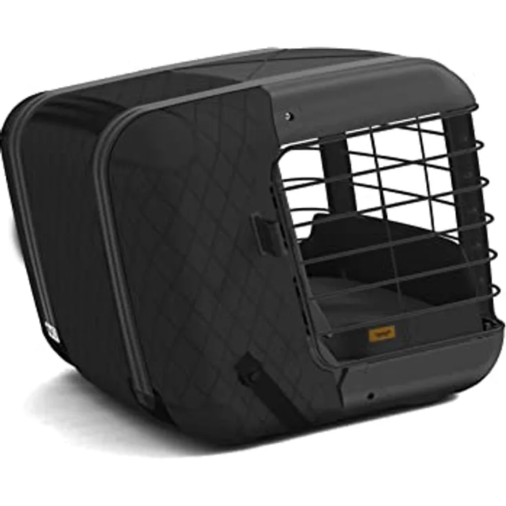 4Pets Dog Caree Transportbox für Haustiere bis 15 kg, Black Series, hohe Sicherheit für Hunde und Katzen