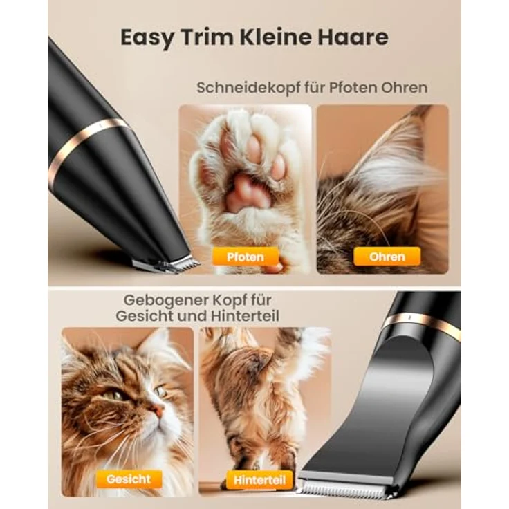 oneisall Pfotentrimmer Paw Trim Pro, 2 Messerköpfe, IPX7 wasserdicht, leise Schermaschine für Hunde und Katzen, ideal für Pfoten, Augen, Ohren und Gesicht – Bild 3
