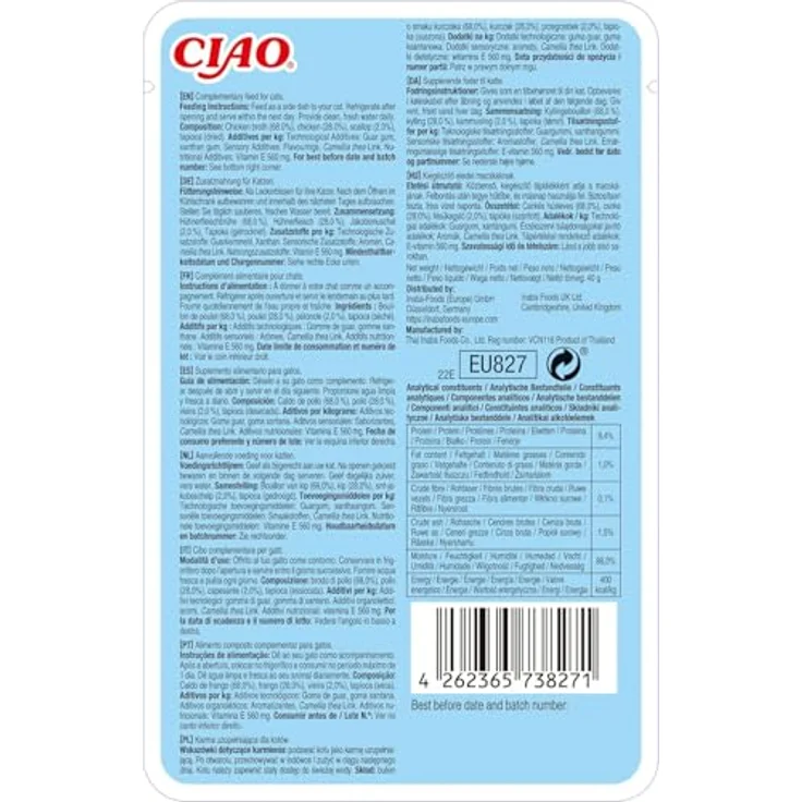 INABA Ciao Broth Nassfutter für Katzen, 28% Hühnerfleisch, getreide- und zuckerfrei, kalorienarm, 40 g (1er Pack) – Bild 2
