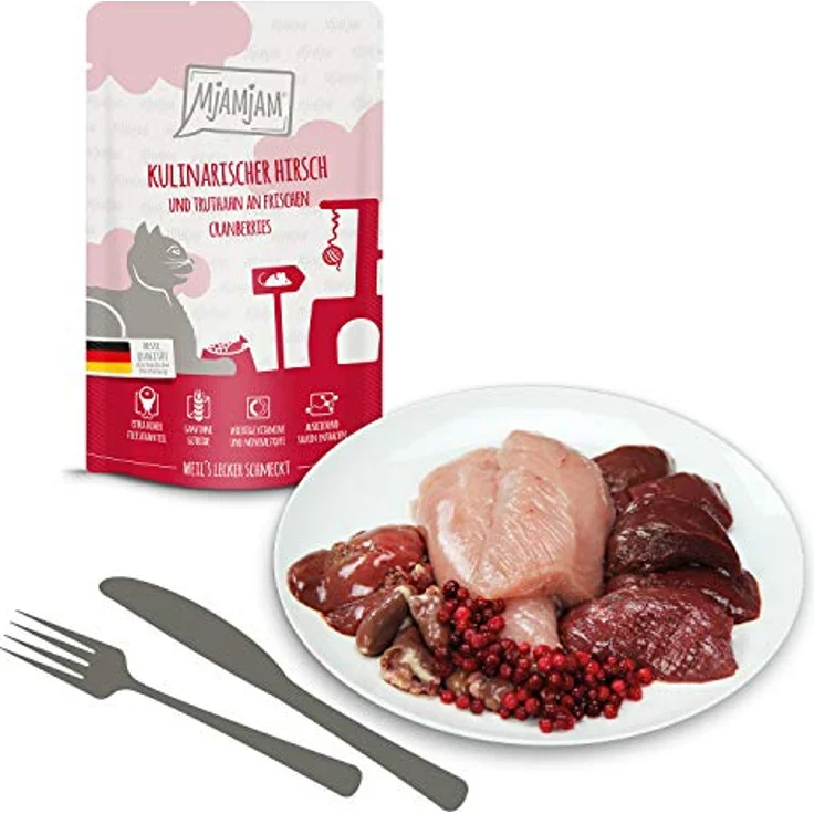 MjAMjAM Nassfutter Katze Adult Quetschie, 12x125 g Mixpaket 5 mit hohem Fleischanteil und gesunden Zutaten – Bild 3