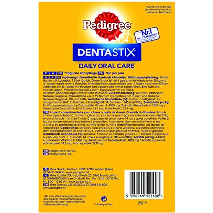 Pedigree DentaStix, Hundesnack für große Hunde, 56 Stück (2.16 kg), ideal für Training und Belohnung – Bild 2