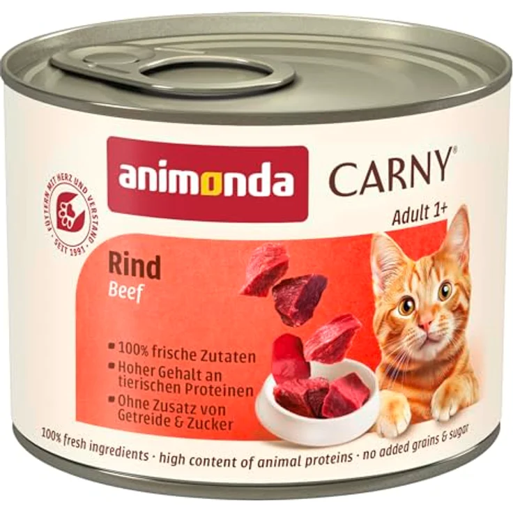 animonda Carny Adult Rind, Katzen-Nassfutter mit proteinreichem Fleisch, 6x200g – Bild 1