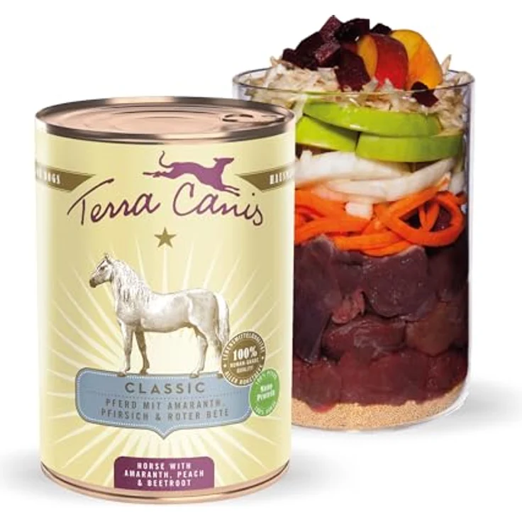 Terra Canis Pferd, Amaranth & Pfirsich - Classic Nassfutter, 400g | Premium Hundefutter in 100% Lebensmittelqualität, allergen- & getreidearm, glutenfrei – Bild 1