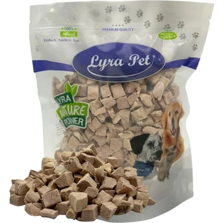 Lyra Pet® Entenbrustwürfel gefriergetrocknet, 200 g Snack für Hunde & Katzen, getreidefreies & fettarmes Leckerli, proteinreich, ideal für Kitten, Welpen & Senioren