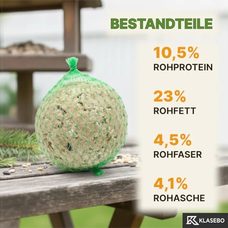 KLASEBO Premium Meisenknödel mit Insekten, 200 Stück (18kg) – Ganzjähriges Wildvogelfutter im praktischen Netz, 100% Naturprodukt, für alle Wildvögel, Energiereiche Delikatesse – Bild 3