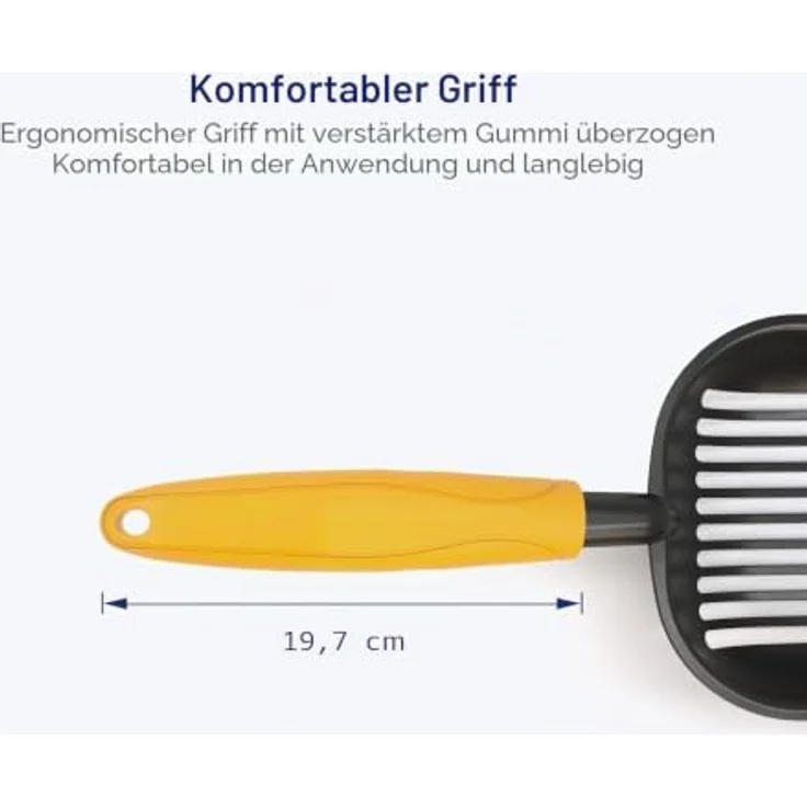 WePet Katzenstreuschaufel, Aluminium-Siebschaufel mit tiefem Schaufelsieb-Design, Länge 35 cm, gelber Griff, Größe L – Bild 5