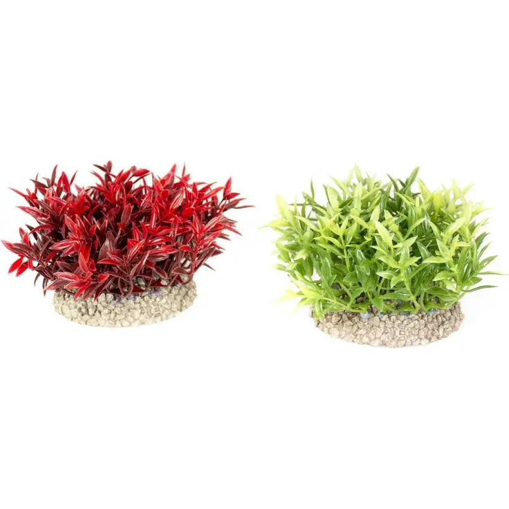 EBI Aqua Della Pflanze Miracle Moss Set S, Kunststoff Aquarium Dekoration für Süß- und Salzwasseraquarien, flexible Pflanzen mit synthetischem Harzfuss