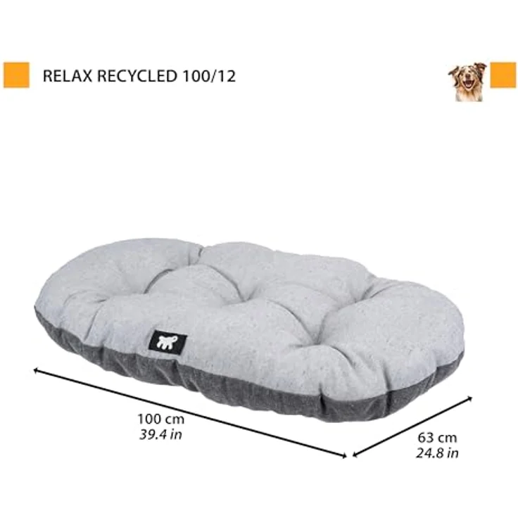 Ferplast Hundebett Relax, Doppelseitiges Hundekissen aus Baumwolle, waschbar, weiche Polsterung, 100 x 63 cm, Braun – Bild 3