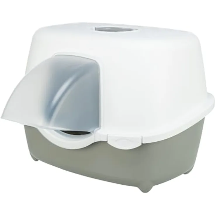 Trixie Outdoor Katzentoilette Davio Top – Wettergeschützte Katzentoilette für den Außenbereich mit überdachtem Eingang – grau – 56 × 39 × 39 cm