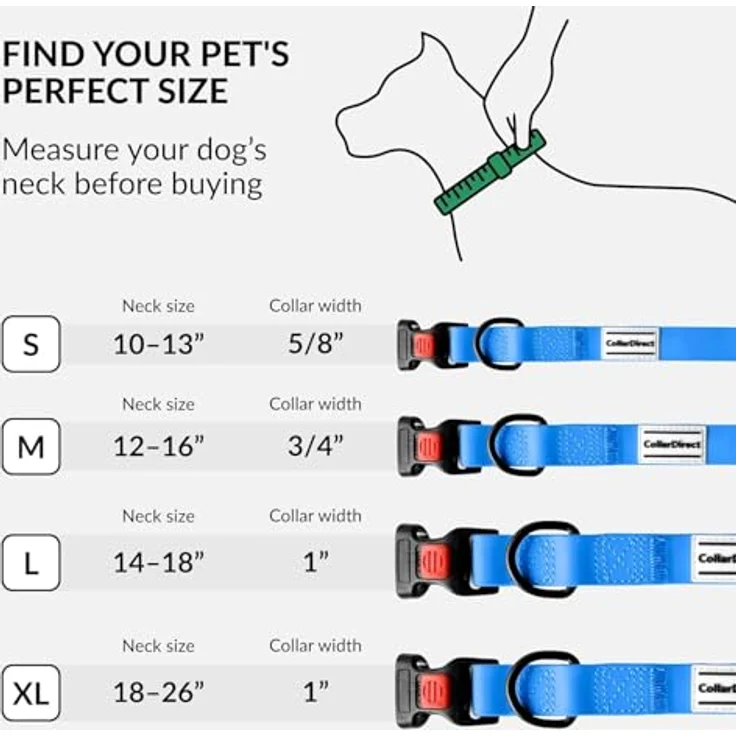 CollarDirect Wasserdichtes Hundehalsband Verstellbar – Silikon & Kunststoff, Geruchsresistent, Sicherheitsverschluss, Blau, Größe S (25-33 cm) – Bild 5
