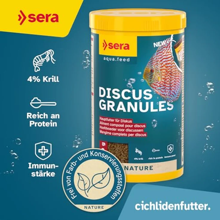 sera Discus Granules 1 L, Hauptfutter für Diskus, langsam sinkendes Softgranulat mit hochwertigem Protein und prebiotischer Wirkung – Bild 3