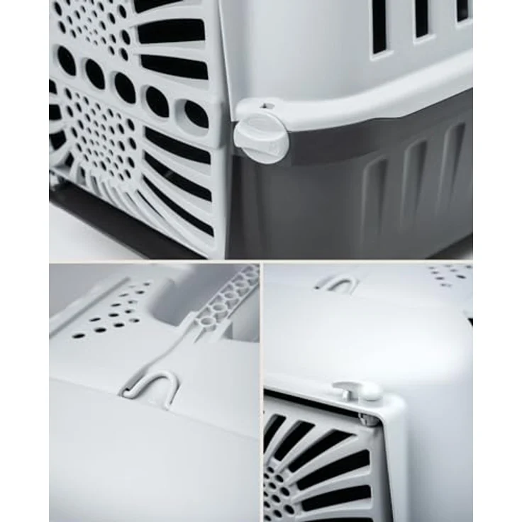 Lionto Transportbox aus Kunststoff, anthrazit - praktische Transportbox für Hunde und Katzen, B 36 x T 55 x H 36 cm, mit sicherem Schließsystem und guter Luftzirkulation – Bild 5