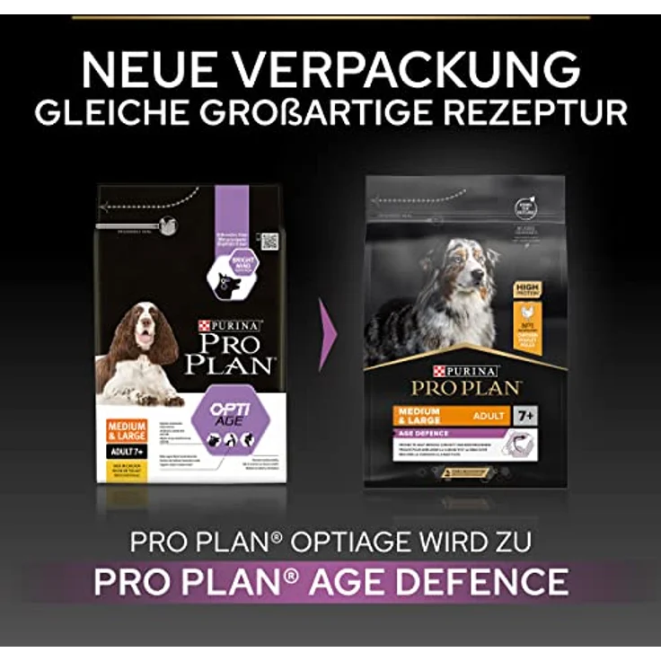 Pro Plan PRO PLAN Adult 7+ Medium & Large Age Defence Huhn, Trockenfutter für ältere Hunde, 14 kg, reich an hochwertigem Huhn, mit Omega-3-Fettsäuren und Vitamin D – Bild 2