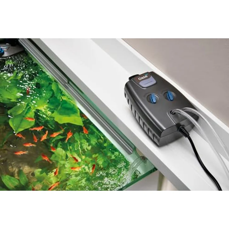 OASE OxyMax 200 Belüfter, Aquarium Luftpumpe mit 200 l/h, 3,5 W, flexibler Installation und stufenlos regulierbarer Luftabgabe, inkl. 2 x 2 m Schlauch – Bild 5