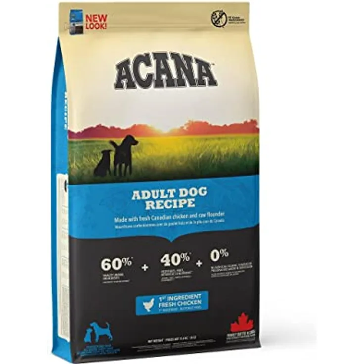 Acana Heritage Adult Dog, 17 KG Trockenfutter für ausgewachsene Hunde mit hochwertigem Fleischanteil