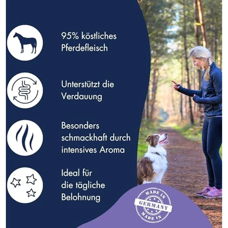 Dr.Clauder's Trainee Snack, Leicht verdauliche Hundesnacks aus 95% Pferdefleisch mit Inulin, 500g Frischebeutel – Bild 3