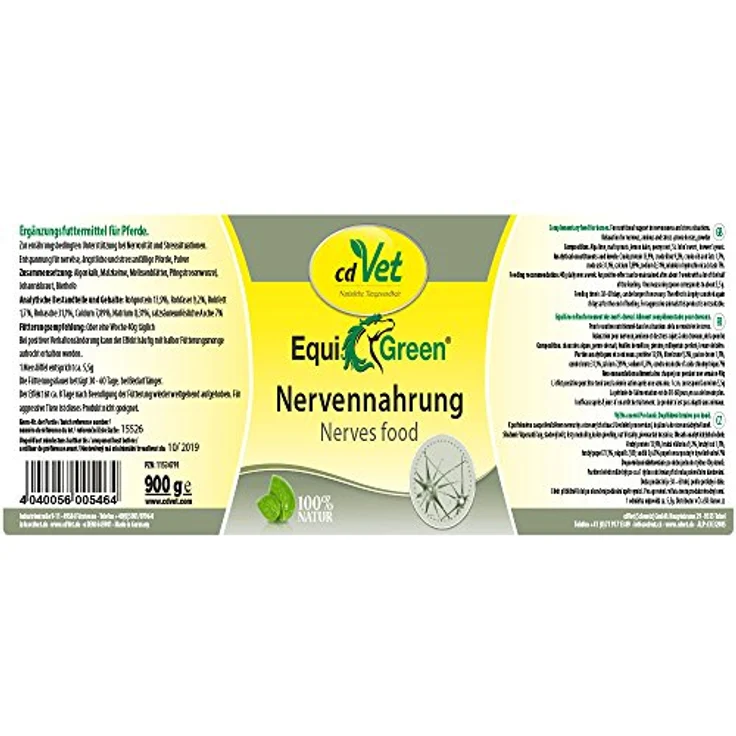 cdVet EquiGreen Nervenfutter 900g, natürliches Futterergänzungsmittel mit Algenkalk & Johanniskraut für stressanfällige Pferde – Bild 2