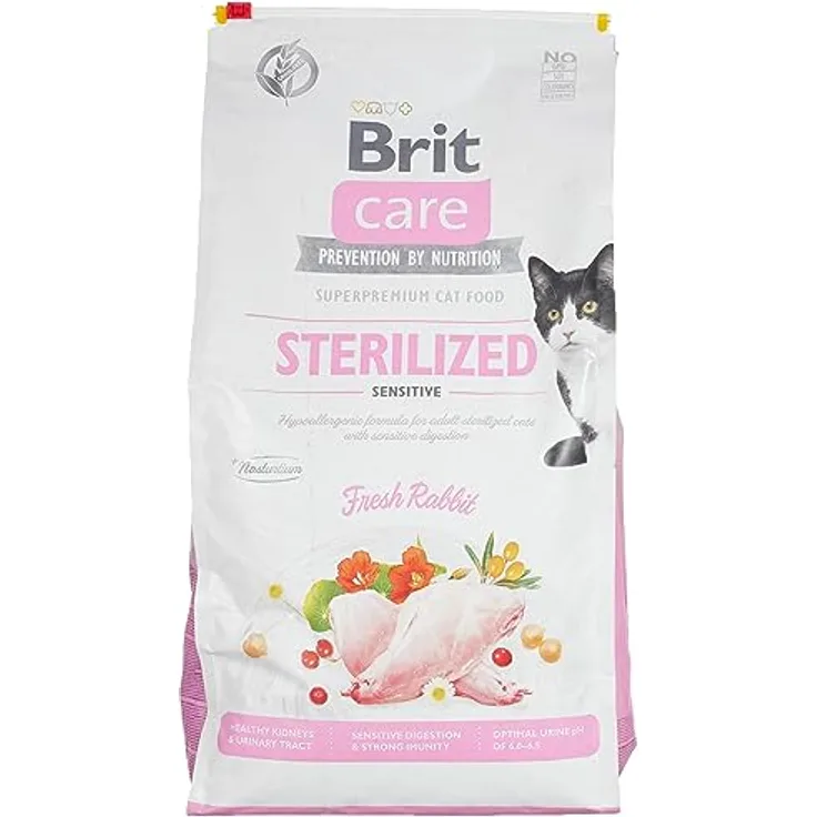 Brit Care Nassfutter für Katzen, Sterilized Sensitive mit hochwertigem Fleisch, 7 kg, GF