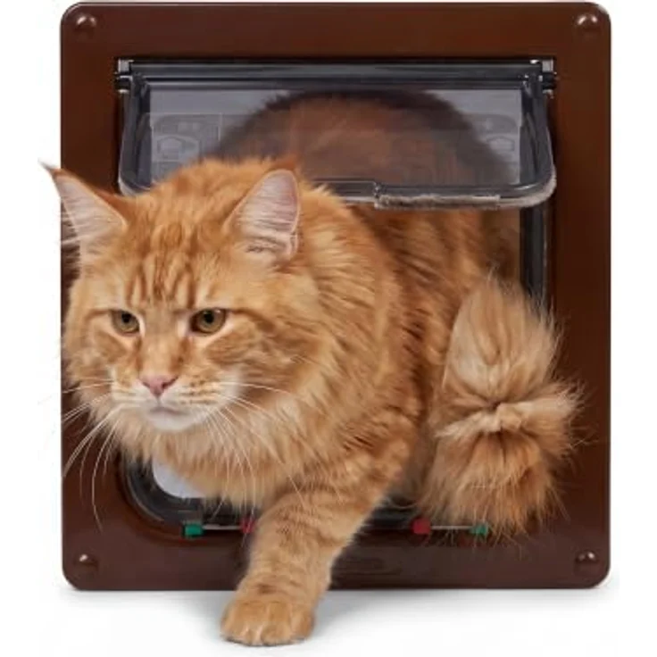 CAT MATE Katzenklappe Large 221 B, braune Katzentür mit Vier-Wege-Verschluss, 235 mm x 252 mm – Bild 1
