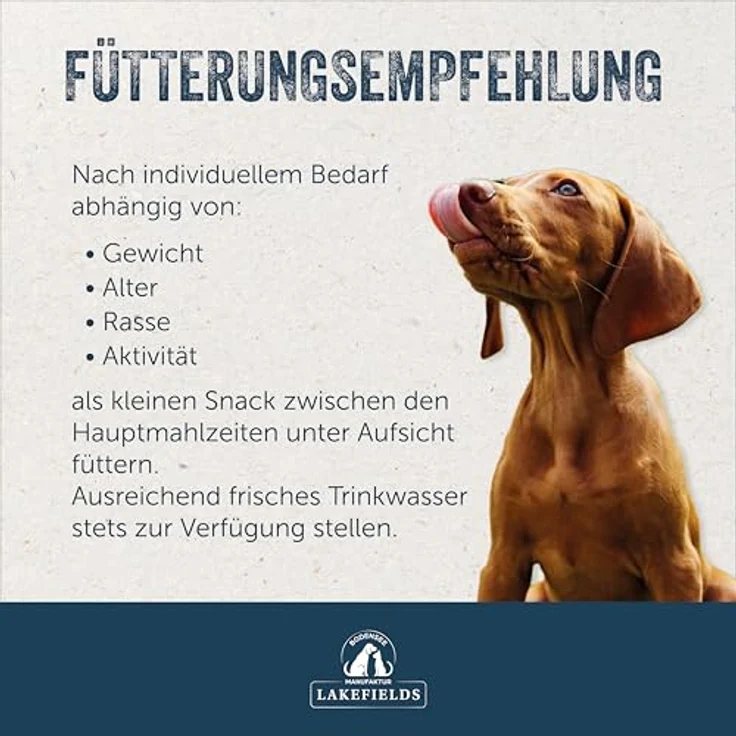 Lakefields Hundeleckerli Trockenfleischwürfel vom Huhn, 50g, 90% Hühnerfleisch, getreidefreie Snacks mit Kartoffeln & Waldbeeren, ohne Zusätze – Bild 4