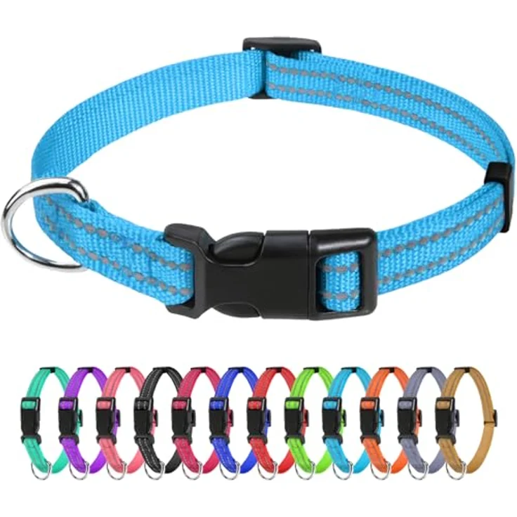 TagME Nylon Hundehalsband, Verstellbares Reflektierendes Hundehalsband mit Sicherheits-Schnalle, für Welpen, Himmelblau, 1.0 cm Breite – Bild 1