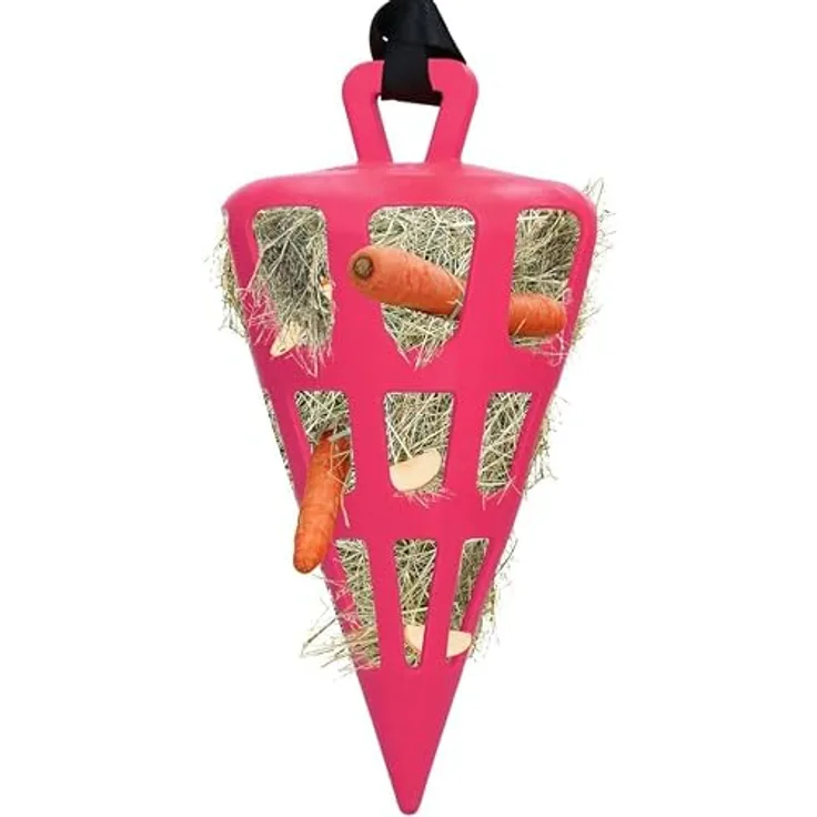Holland Animal Care Hay Slowfeeder Fun&Flex Wurzel, Heufutterautomat für Pferde, 22 cm, bis zu 1 kg Heu, rosa, gegen Stallverfall, fördert Gesundheit und Spielspaß