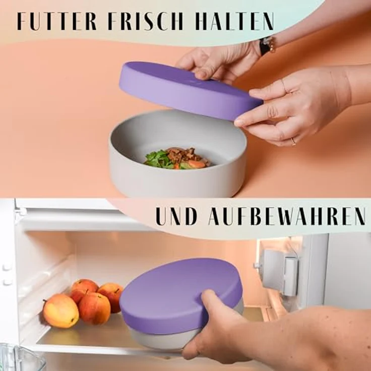 ne&no® Silikon Hundenapf 1200 ml mit Deckel, rutschfest und luftdicht für kleine und mittelgroße Hunde, ideal für den Kühlschrank – Bild 4