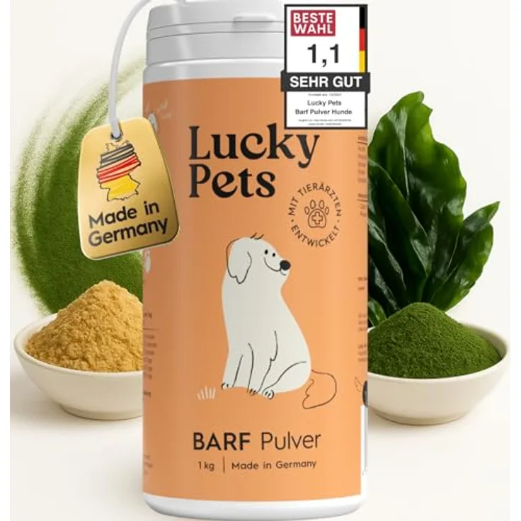 Lucky Pets Barf Pulver 1kg - Seealgenmehl für Hunde, 100% natürliche Mineralien und Vitamine, Unterstützt gesunde Knochen, Haut und Fell