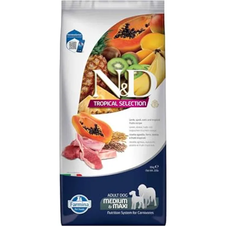Farmina ND Dog Tropical Selection Med Maxi, Trockenfutter für Hunde mit Lamm, 10 kg