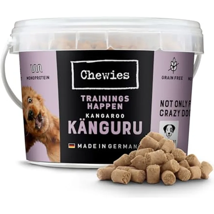 Chewies Trainings-Happen Monoprotein-Snack 300g Känguru, getreidefreier Belohnungssnack für ernährungssensible Hunde, soft und ideal für Training