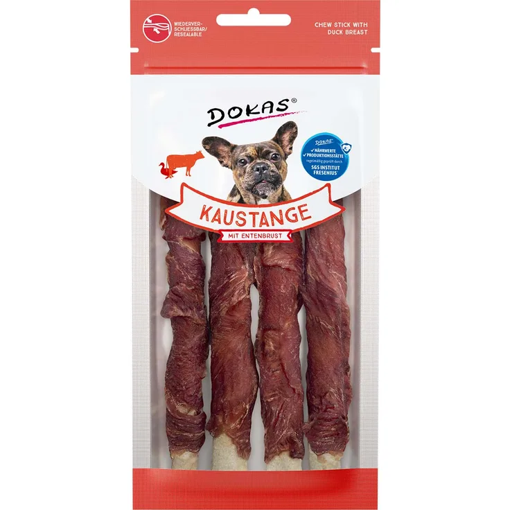 Dokas Kaustange mit Entenbrustfilet, Hochwertiger Hundesnack mit hohem Fleischanteil, 50g