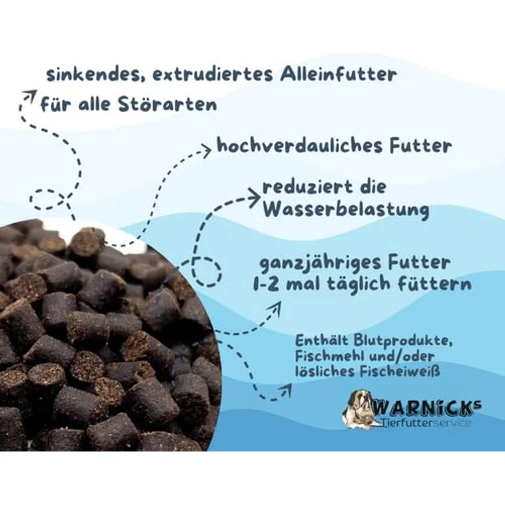 Warnick's Fischfutter Zierstörfutter sinkend 11 mm, 15 kg - Hochverdauliche Proteine, geeignet für Mischteiche, hochwertige Fischöle und Blutprodukte – Bild 3