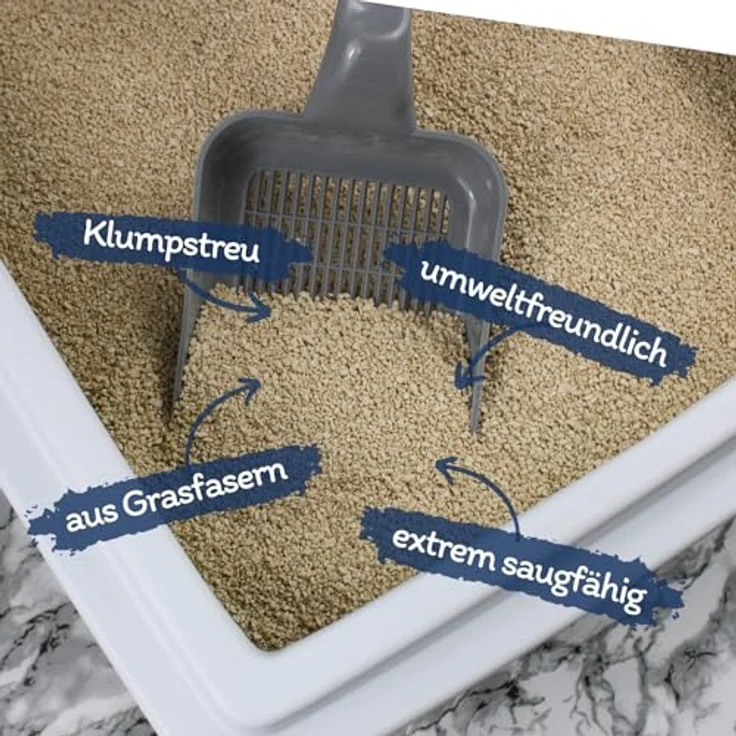 Lyra Pet® Lyra Power Grasfaser Klump Katzenstreu, 3 x 10 Liter, natürliche und biologisch abbaubare Streu mit 500% Saugkraft, staubarm und parfümfrei, geeignet für empfindliche Katzen – Bild 2