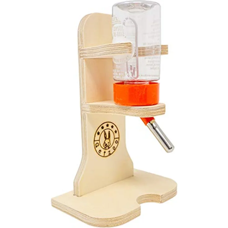 Getzoo Tränke aus Holz + Classic Trinkflasche 75 ml, robuste Nagertränke mit Naturholz-Halterung, einfache Handhabung & langlebige Qualität – Bild 1