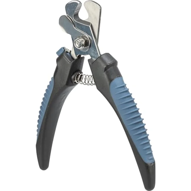 TRIXIE Krallenschere für Hunde, Katzen, Kleintiere und Vögel, Edelstahl mit Sicherheitsverschluss, Begrenzungssystem, gummierte Kunststoffgriffe, schwarz/blau, 13 cm - 2371