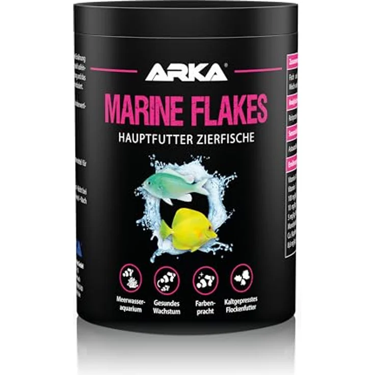 ARKA Marine Flakes, Meerwasserfische Futter 1000 ml / 100 g, kaltgepresstes Hauptfutter für Farbenpracht, Wachstum und Gesundheit – Bild 1