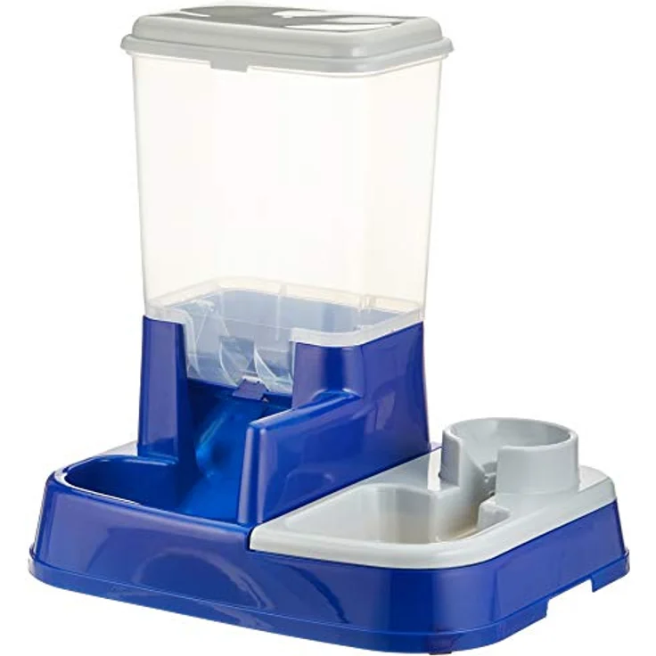 Karlie Futterbehälter Duo Max für Hunde, praktische Futter- und Wasserspender Kombination, 5 kg Trockenfutter, frisches Wasser, blau – Bild 3