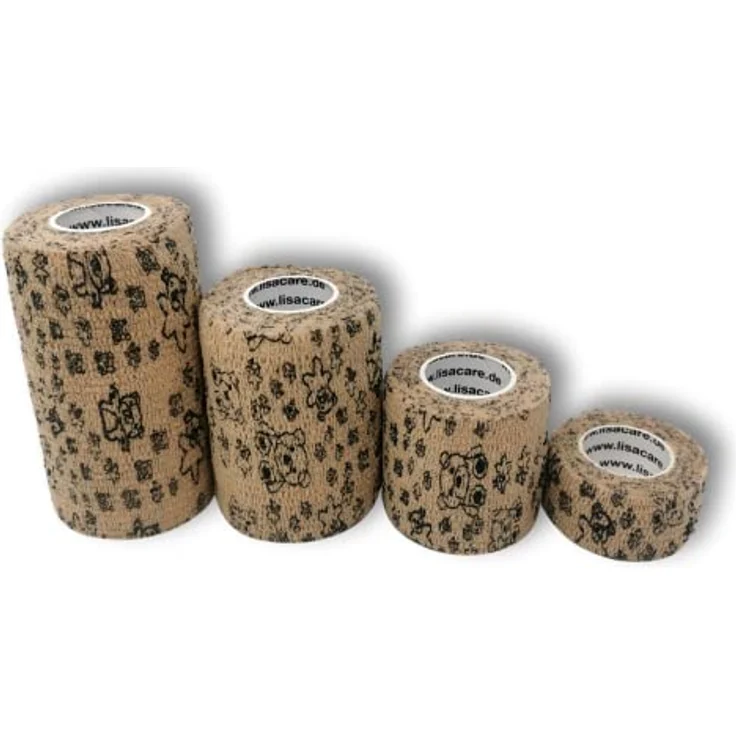 LisaCare 4er-Set Cohesive Bandage, selbstklebend, in Teddy beige - inklusive 10cm, 7,5cm, 5cm und 2,5cm breite Rollen, wasser- und schmutzabweisend, rückstandslose Entfernung – Bild 2