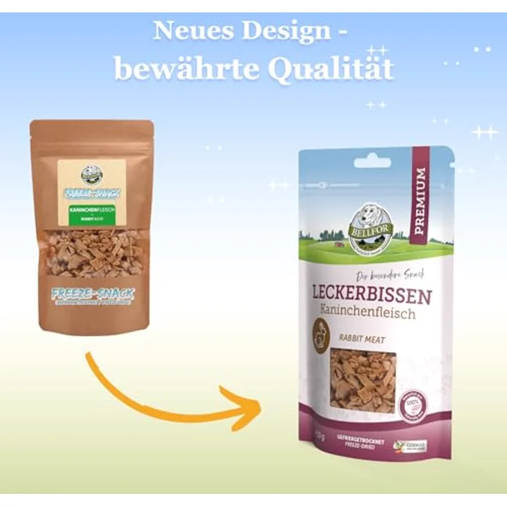Bellfor Gesunder Leckerbissen für Hunde, gefriergetrocknetes Kaninchenfleisch, 50 g, hypoallergen, ohne künstliche Zusätze, ideal als Trainings-Leckerli – Bild 2