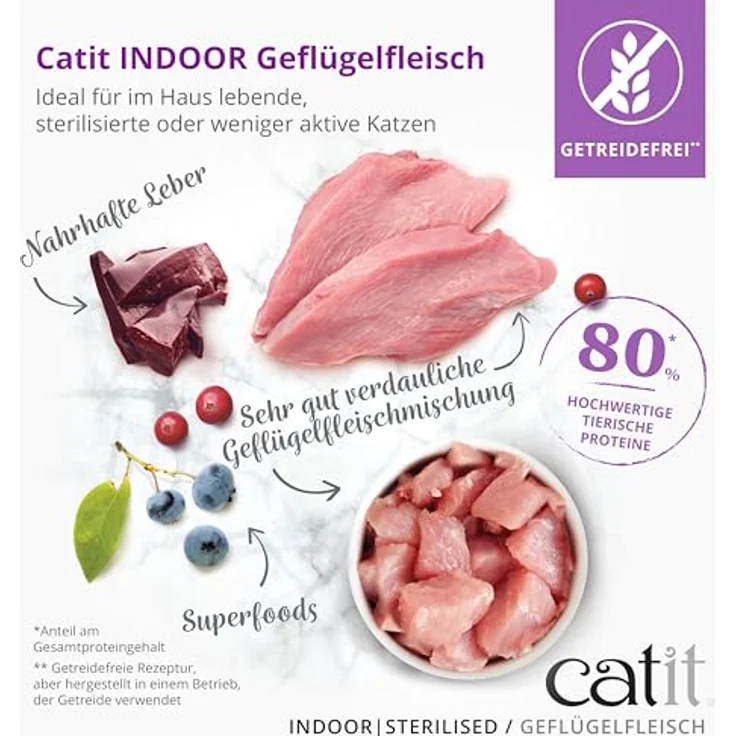 Catit Recipes - Premium Trockenfutter für Katzen mit Geflügelfleisch, Alleinfuttermittel für sterilisierte, im Haus lebende Katzen, 2kg, ohne Getreide – Bild 3
