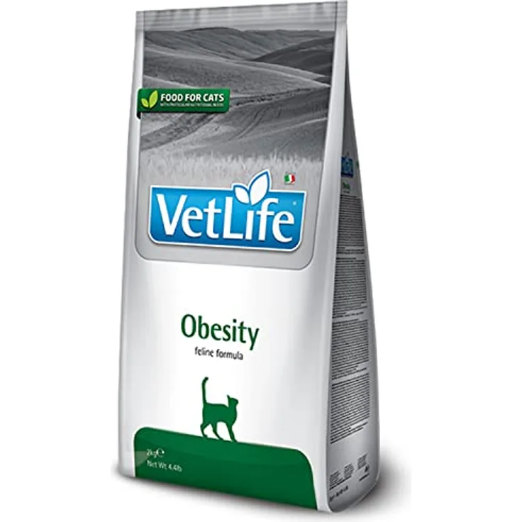 Farmina Vet Life Pellets Katzenfutter, Trockenfutter ohne Gentechnik und Getreide, diätisch für übergewichtige Katzen, 5 kg
