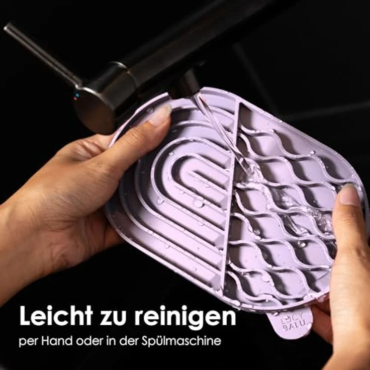 LucyBalu® ZENPAD Schleckmatte für Katzen | Lebensmittelechtes Silikon, rutschfest, Rosé, Slow Feeder mit Rillenstruktur – Bild 5