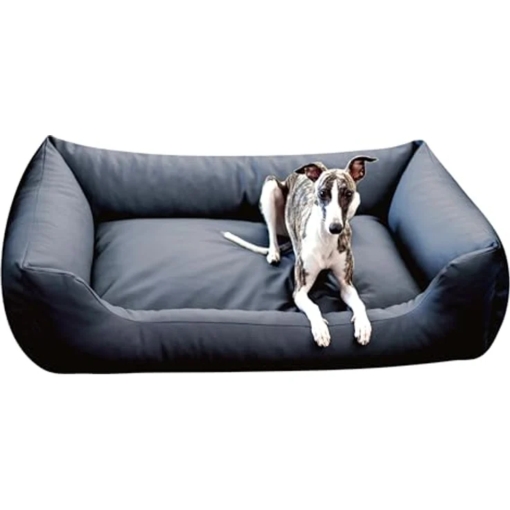 4L Textil Mario Wasserfestes Hundebett aus Kunstleder, XXL Hundekorb für große Hunde, 140x110 cm, schwarz, leicht zu reinigen, robust und schmutzabweisend – Bild 5